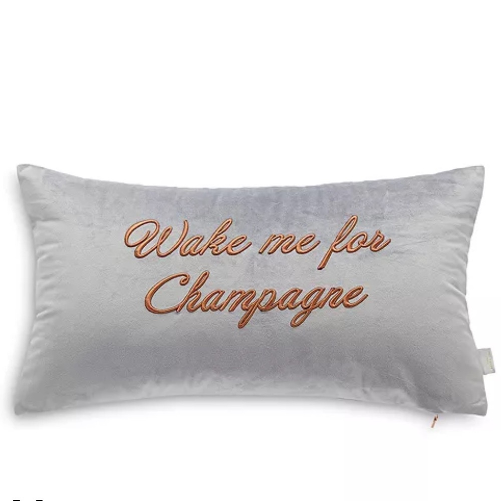Ted baker London wake me for champagne decorative gray/gold throw pillow
